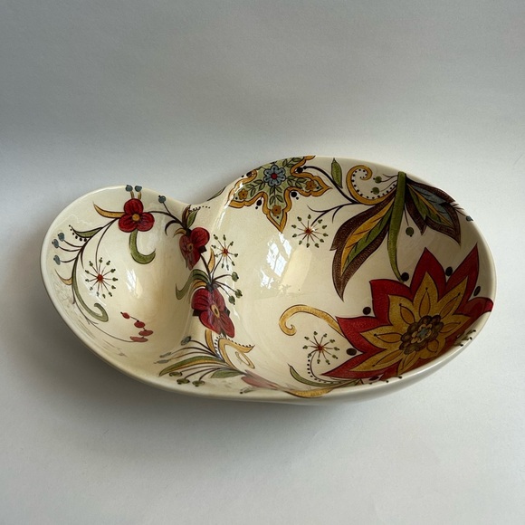 Pier 1 Imports Carynthum Chip and Dip Serving Bowl Floral Bohemian - Picture 2 of 8